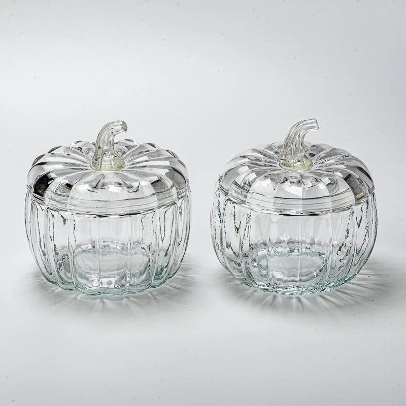 Engros 900 ml stort gresskar glasslys krukke med lokk glass stearinlysfartøy