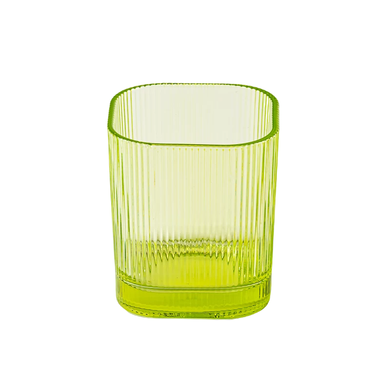 300ml square shape stripe glass candle vessel with home decor