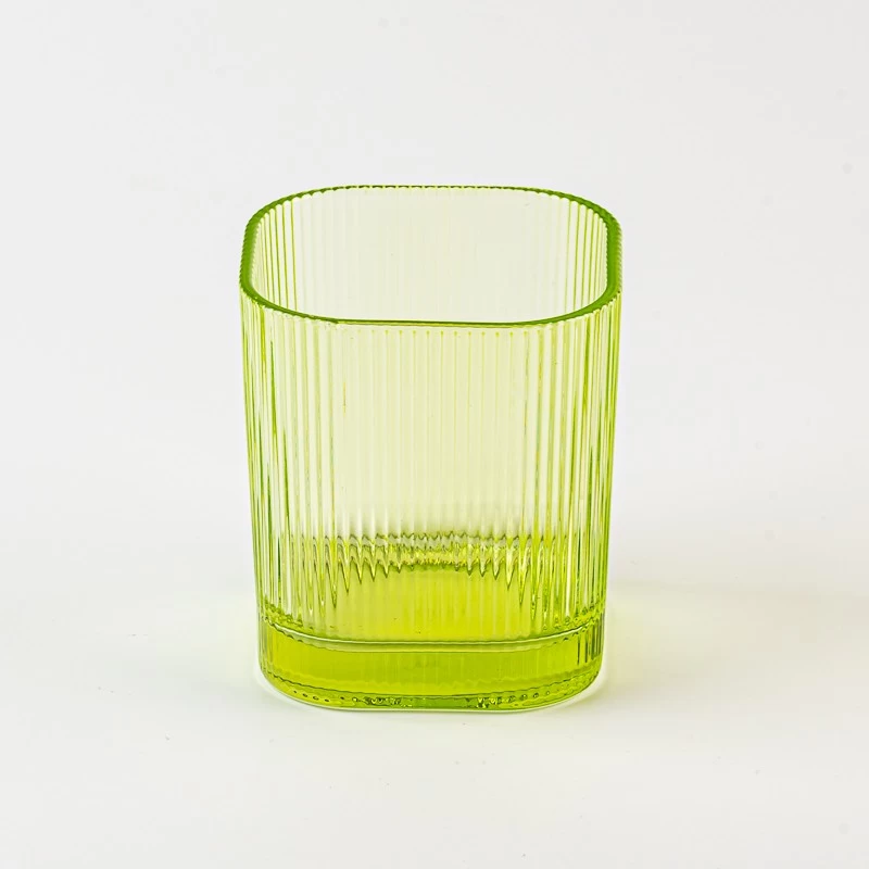 China 300ml square shape stripe glass candle vessel with home decor - COPY - mwg87b umvelisi