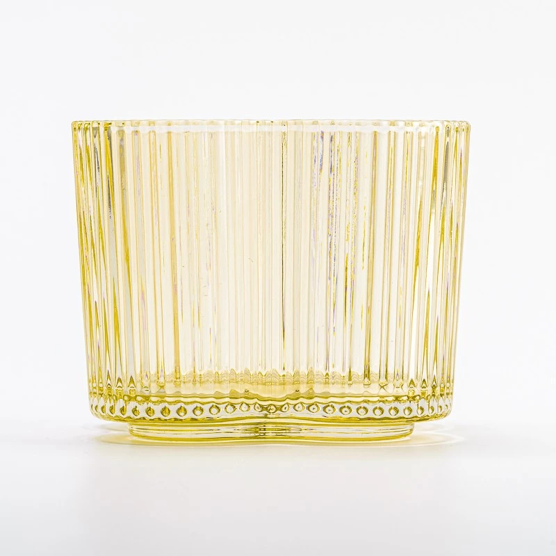 Supplier 520ml transparent yellow glass candle vessel 