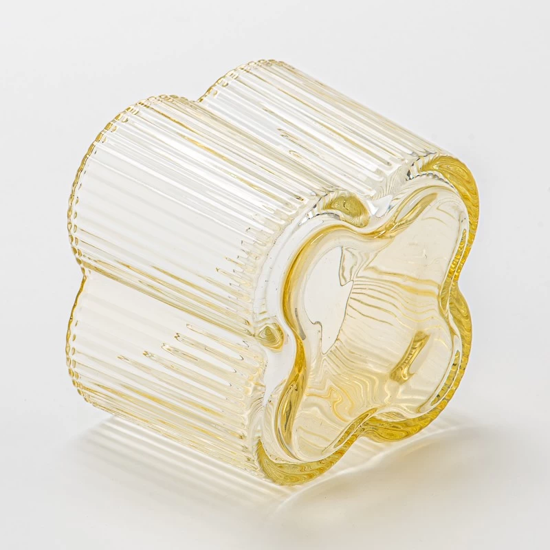 Supplier 520ml transparent yellow glass candle vessel 