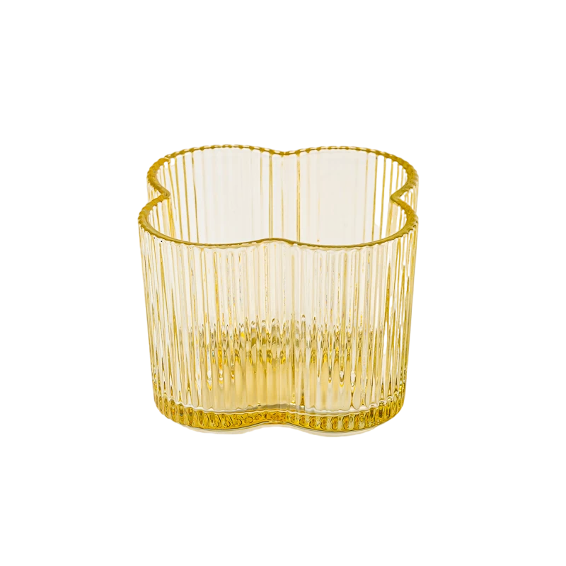 Supplier 520ml transparent yellow glass candle vessel 