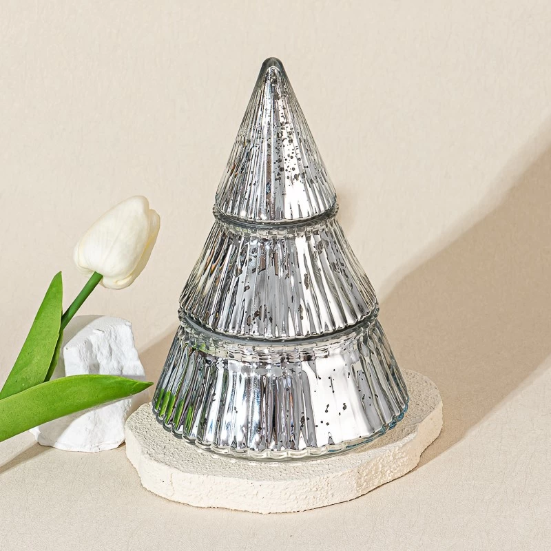 Luksus Mercury Christmas Glass Tree Candle Holder