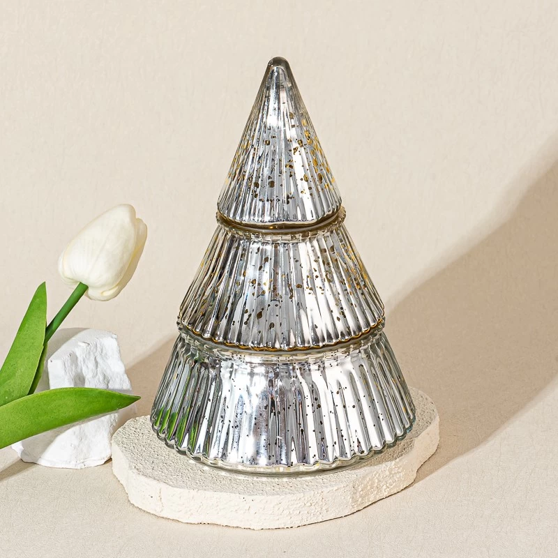 glass tree decorative candle jar