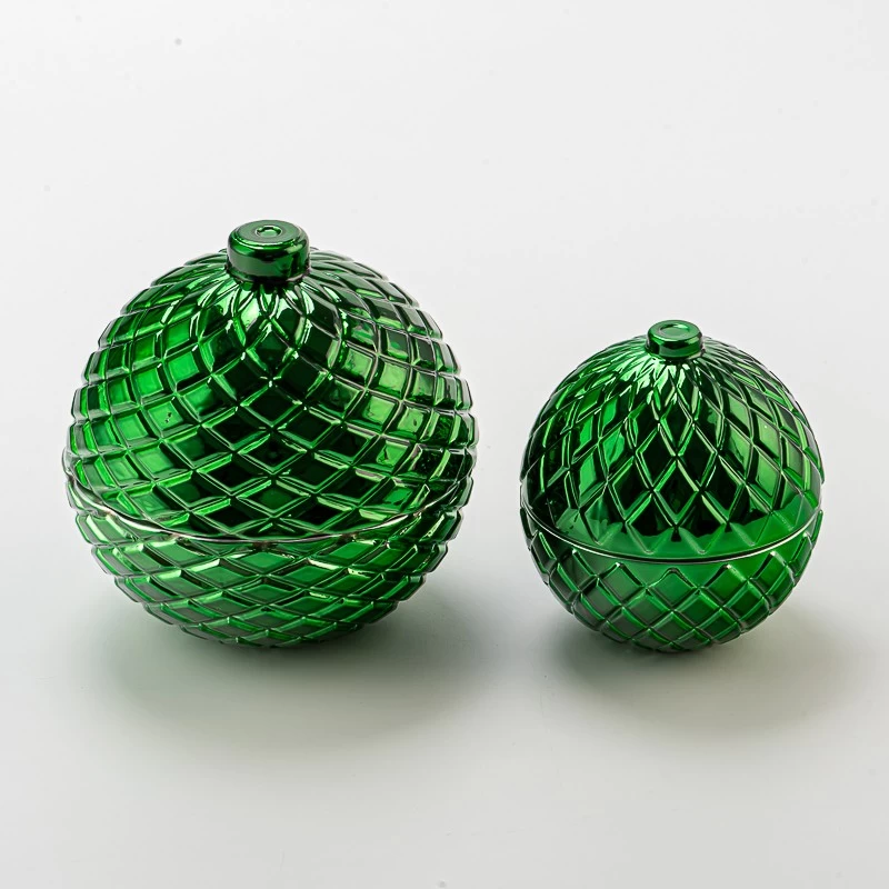 green color glass candle container ball