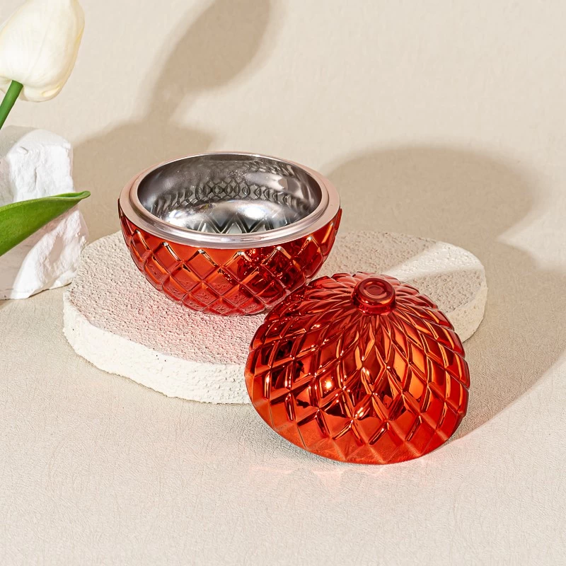  Round Shape Glass Candle Vessels With Lids with Home Decor