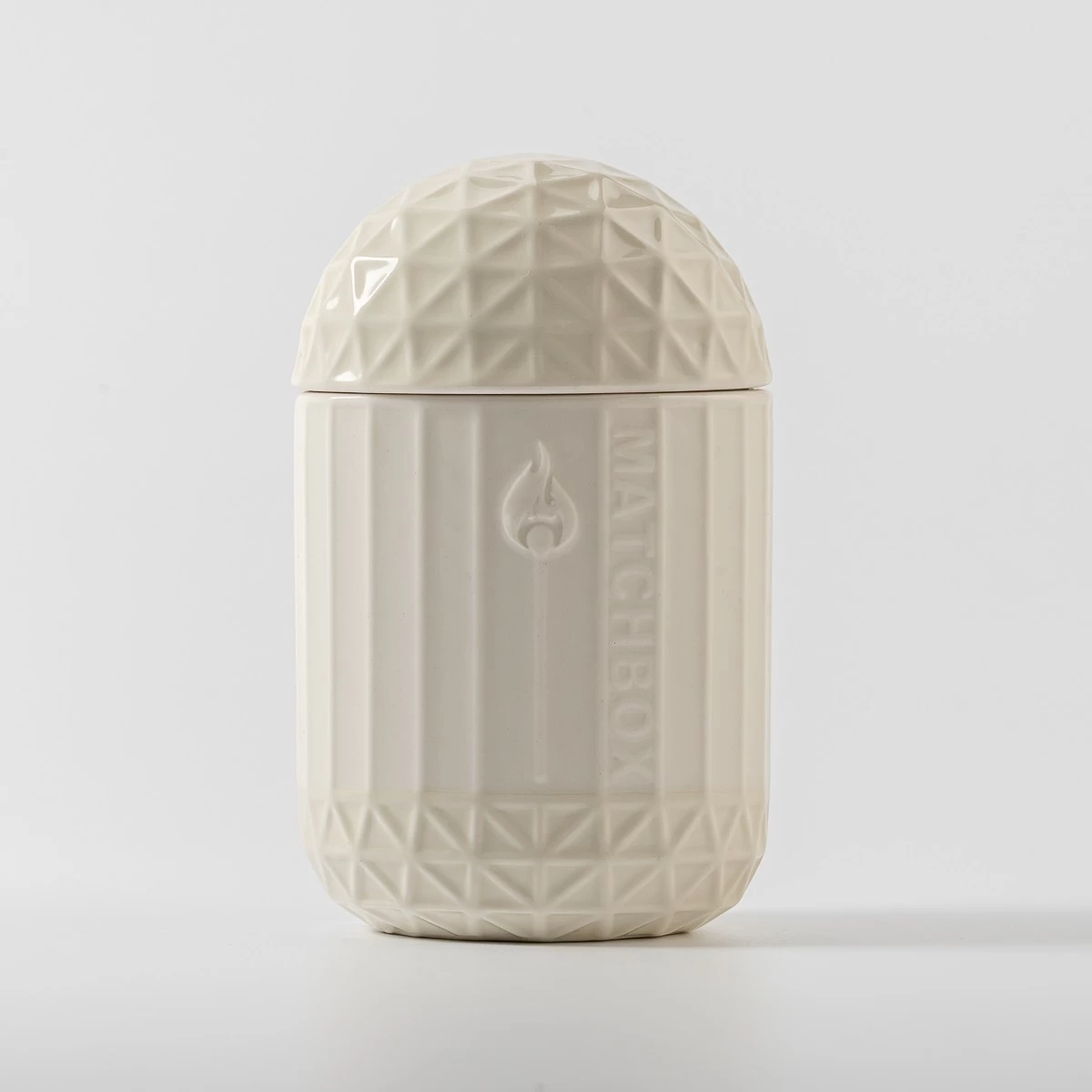 Wholesale Logo Empty Ceramic Matchstick jar with Ceramic lid