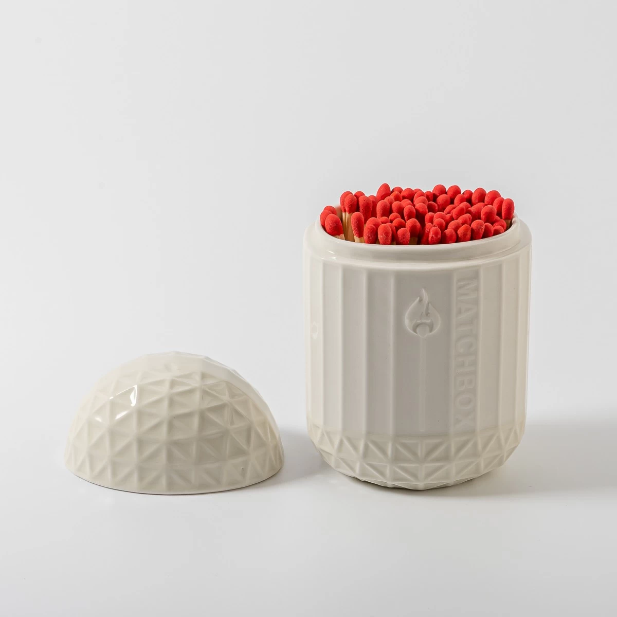 Wholesale Logo Empty Ceramic Matchstick jar with Ceramic lid
