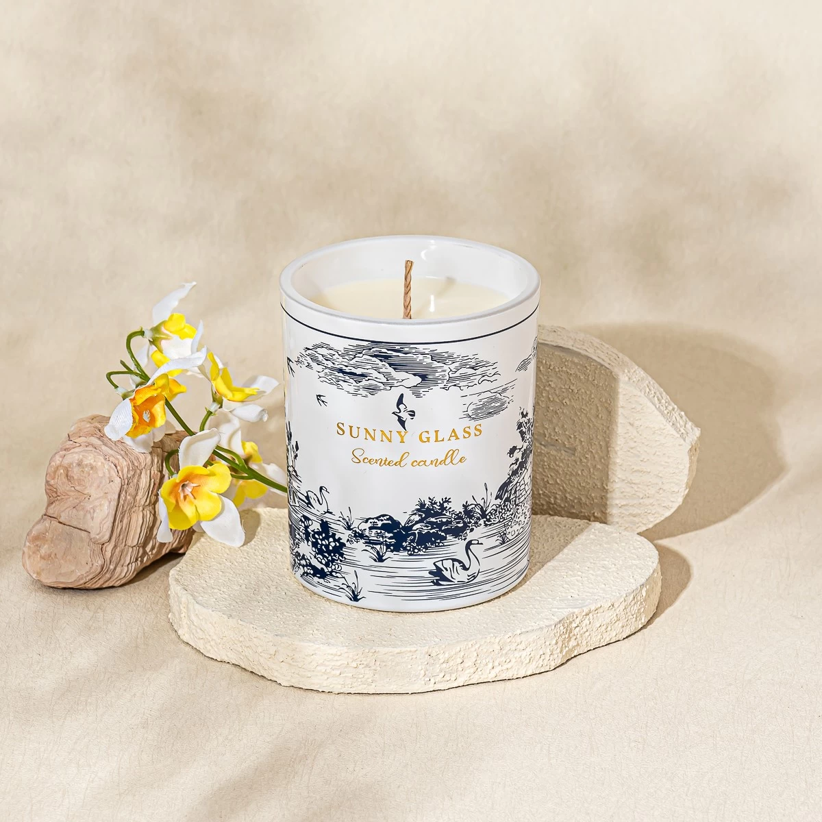 Custom decal paper ceramic candle jar for bulk wedding decorations