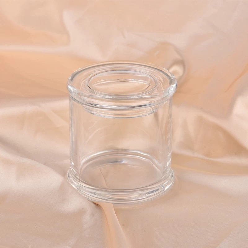 Wholesale simple transparent glass candle jars with lids