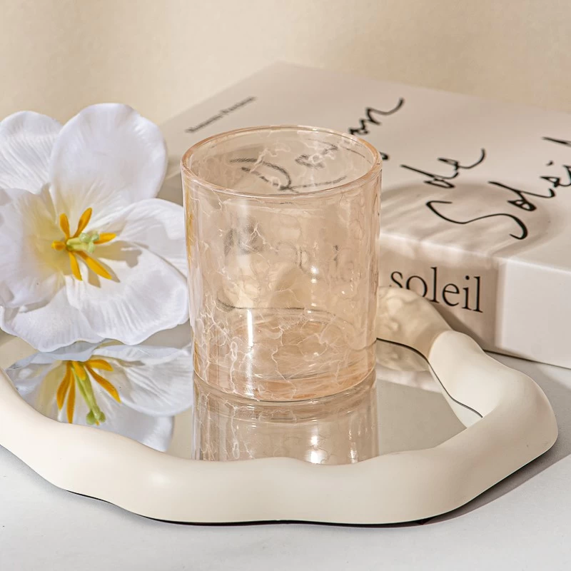 Wholesale 8oz 10oz HandMade pattern Glass Candle Vessel