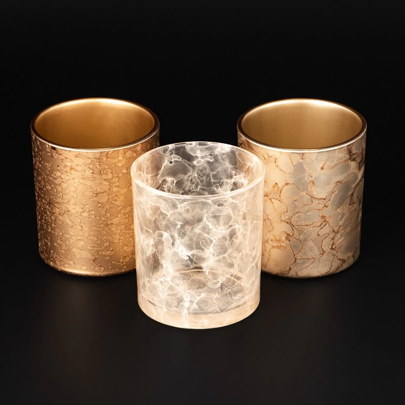 Wholesale 8oz 10oz HandMade pattern Glass Candle Vessel