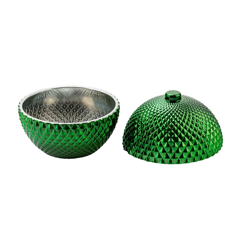  Wholesale Embossed Ball Shape Glass Candle Jar with Lid Decorative 