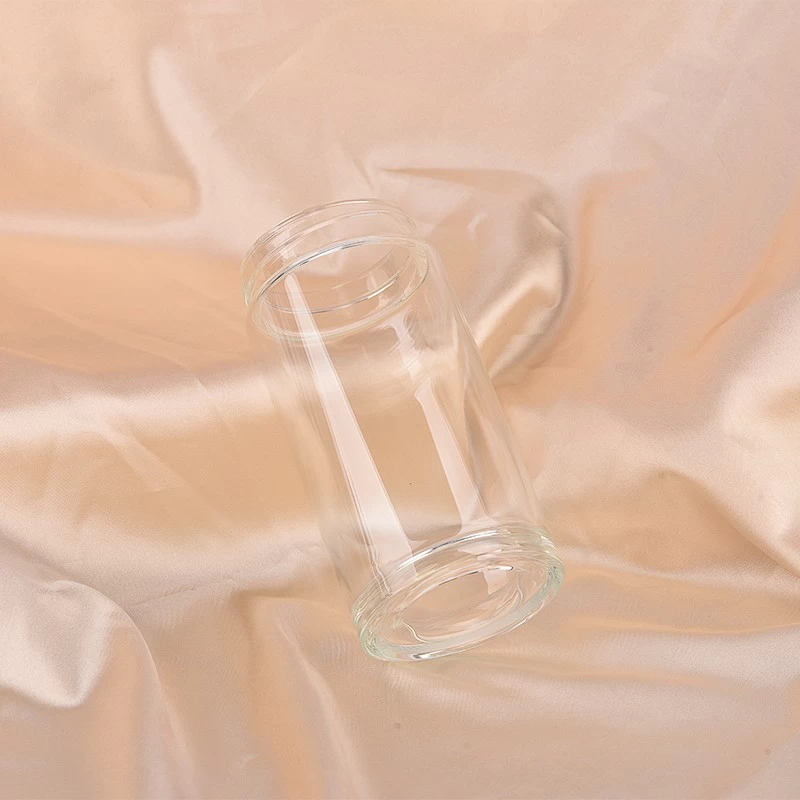 Wholesale customized simple transparent glass candle jars with lids available