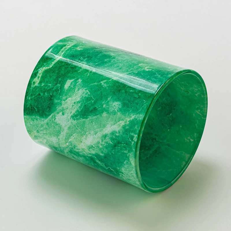 Vintage Green Marble Decorative 8oz Glass Wax Candle Jar for Scented Candle