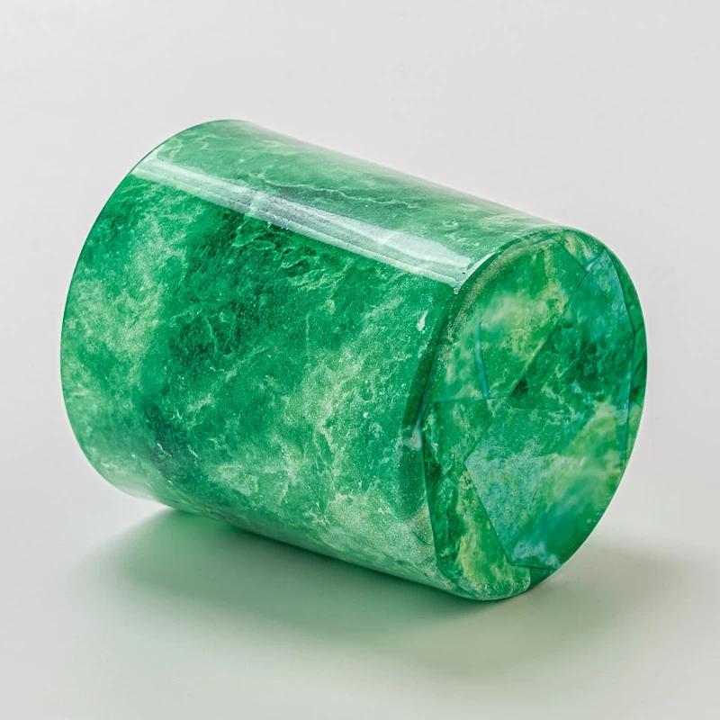 Vintage Green Marble Decorative 8oz Glass Wax Candle Jar for Scented Candle