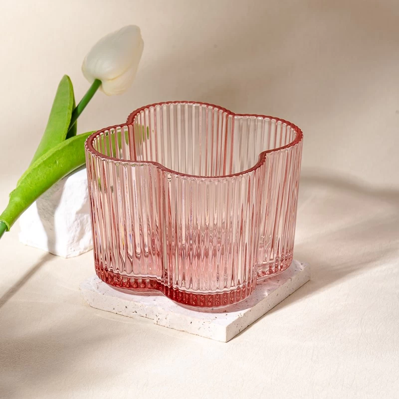 Flor Shape Glass Candle Fots Dois Wicks três Wicks Vidro Candelas de vidro