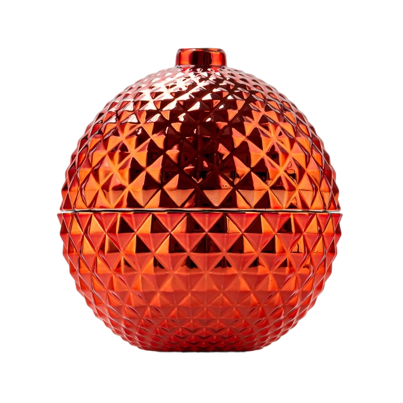 China Jarra de vela de vidro da forma de bola com tampas para decoração de Natal fabricante