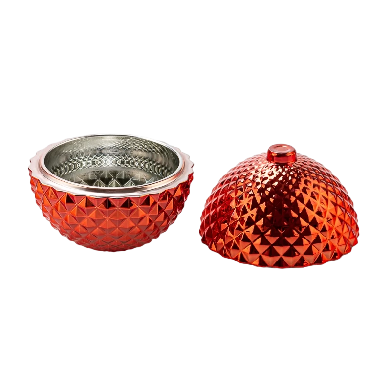 Ball Shape Glass Candle Krukku með lokum fyrir jólaskraut