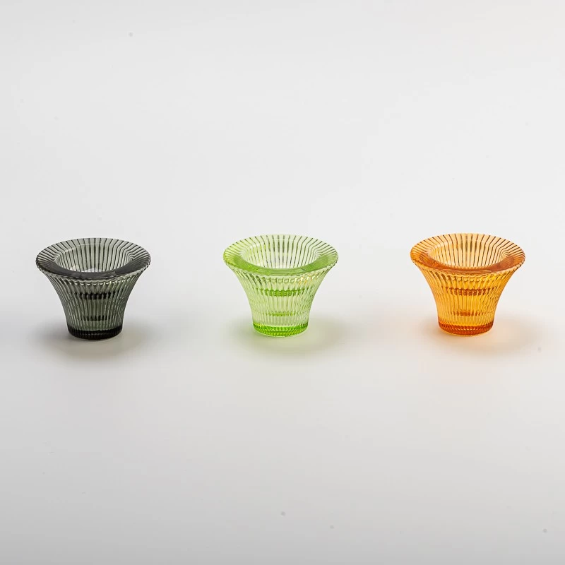 Wholesale vertical line small glass candle holder luxury candle holder decorations