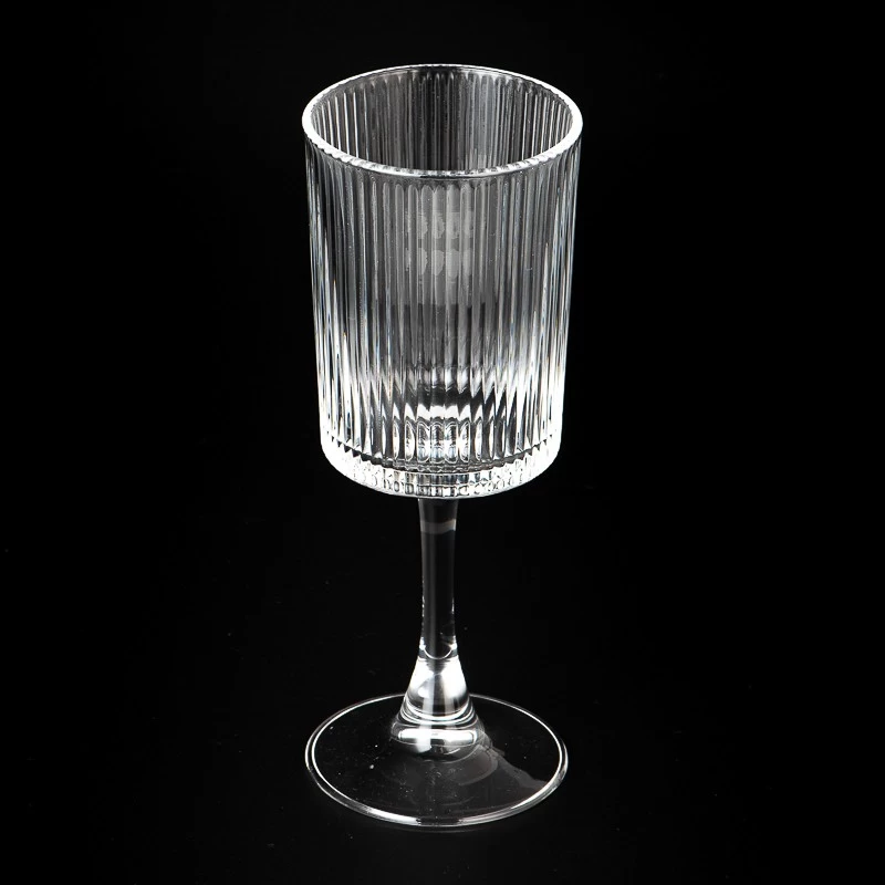 Fashionable Stripe Glass Stand Cup Candle Holder Wholesaling