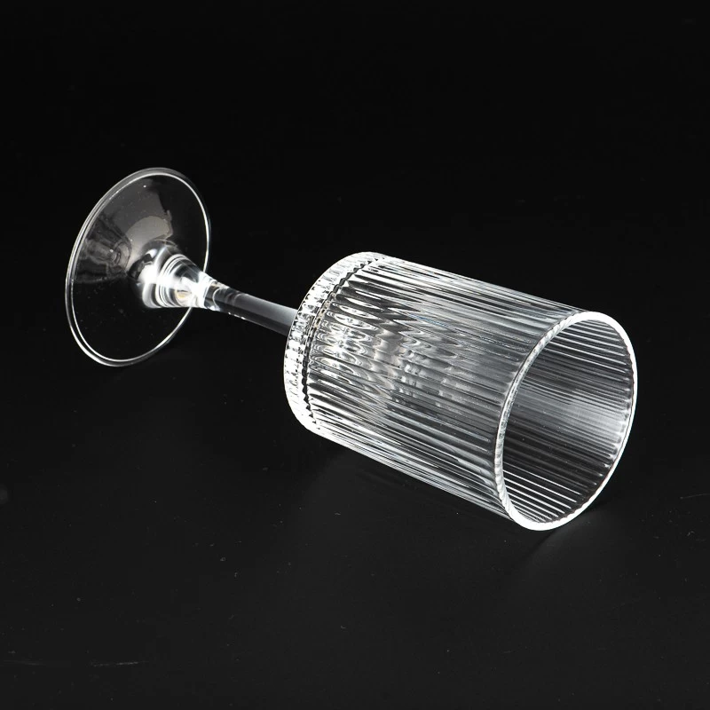 Fashionable Stripe Glass Stand Cup Candle Holder Wholesaling