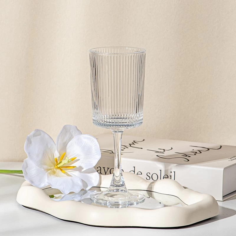 Fashionable Stripe Glass Stand Cup Candle Holder Wholesaling