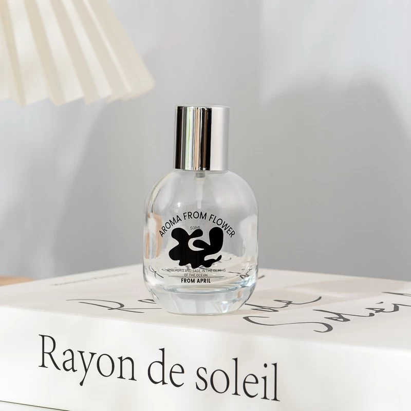 Luxury Clear Glass Perfume Bottle with silver cap