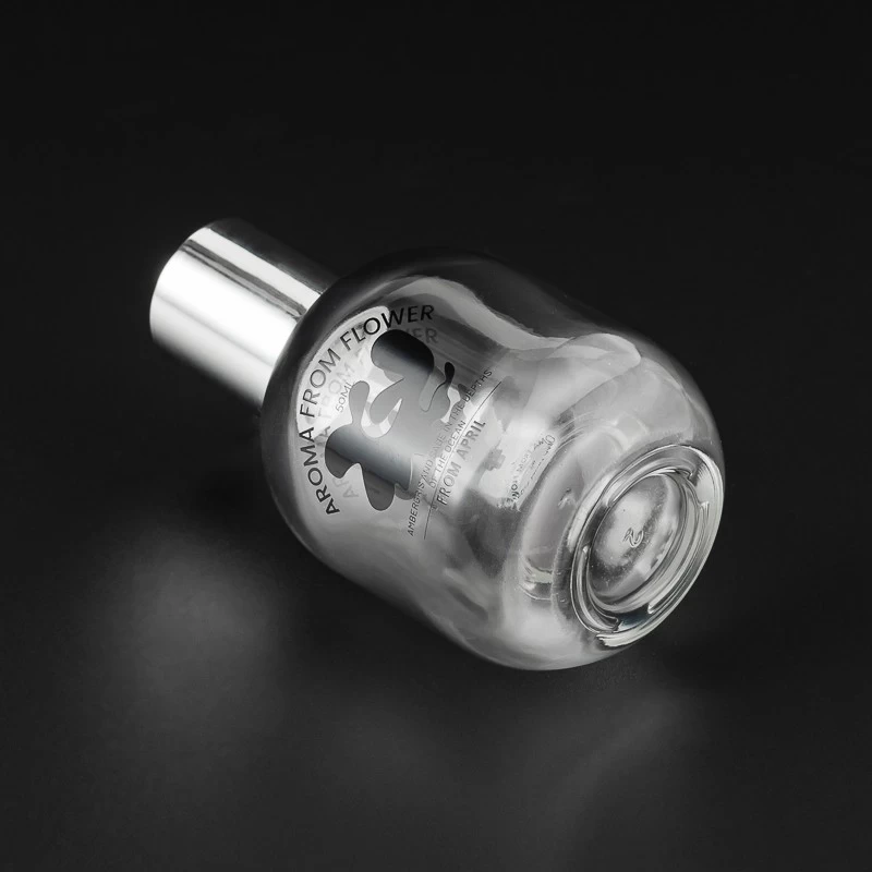Luxury Clear Glass Perfume Bottle with silver cap