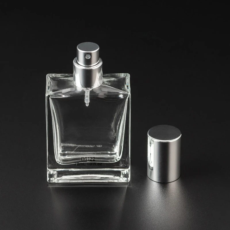 30ml Square Clear Glass Perfume Bottle with silver cap