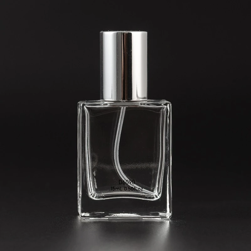뜨거운 판매 15ml 빈 유리 향수 병과 실버 캡