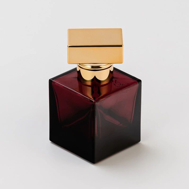  empty cube glass perfume bottle with gold cap