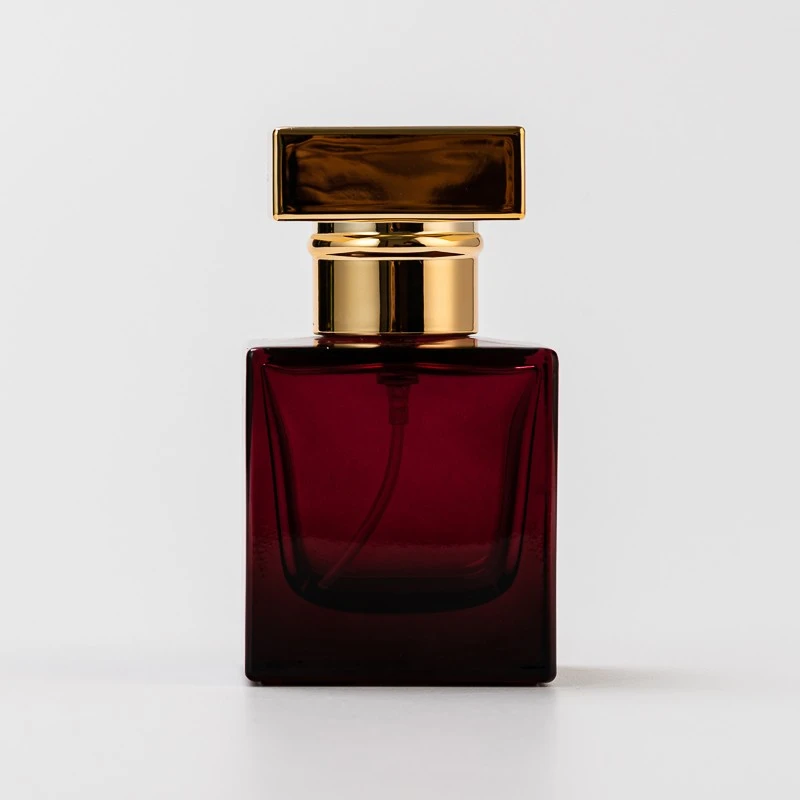  empty cube glass perfume bottle with gold cap