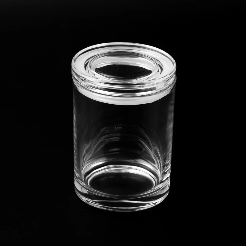 Popular Classic Glass Candle Jar with Lids Custom Color Glass Candle Holders