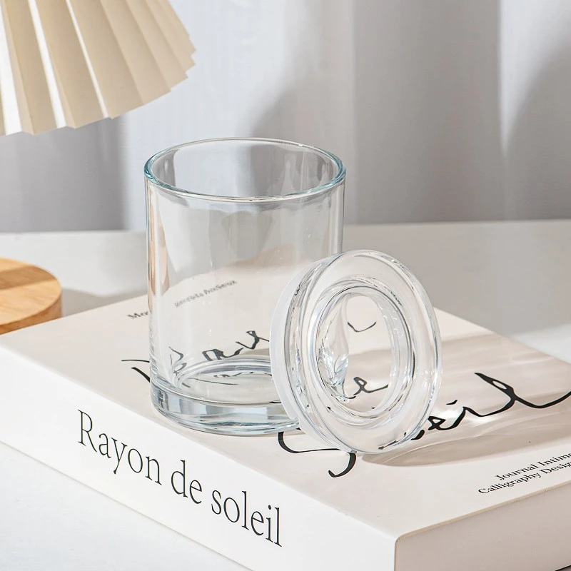 Popular Classic Glass Candle Jar with Lids Custom Color Glass Candle Holders