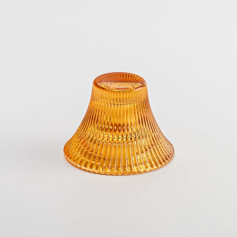 Borong Custom Amber Emas Vertikal Corak Kaca Lilin Kaca
