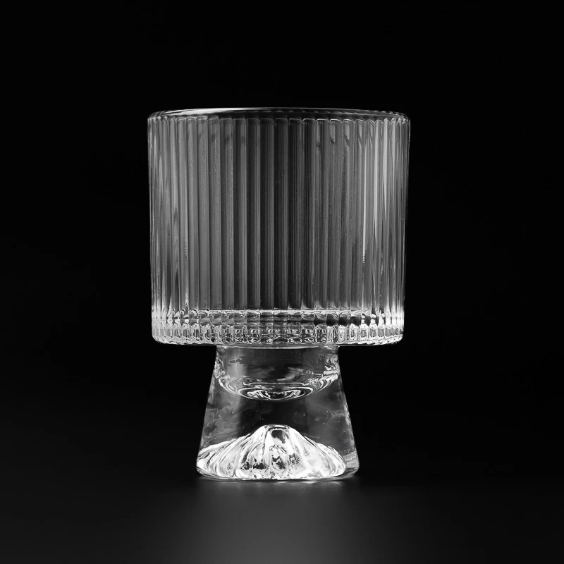 Luxury Vertical Stripe Surface Glass Candle Vessel for Home Decor
