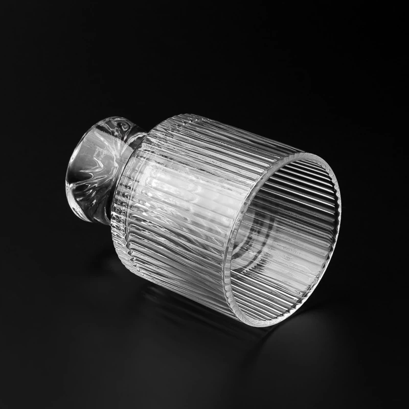 Luxury Vertical Stripe Surface Glass Candle Vessel for Home Decor