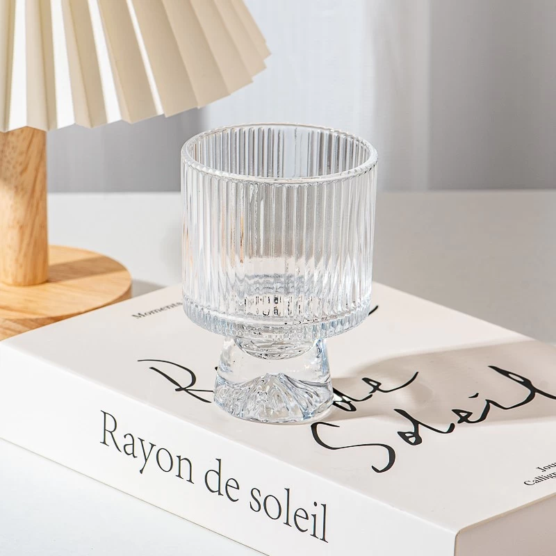 Luxury Vertical Stripe Surface Glass Candle Vessel for Home Decor
