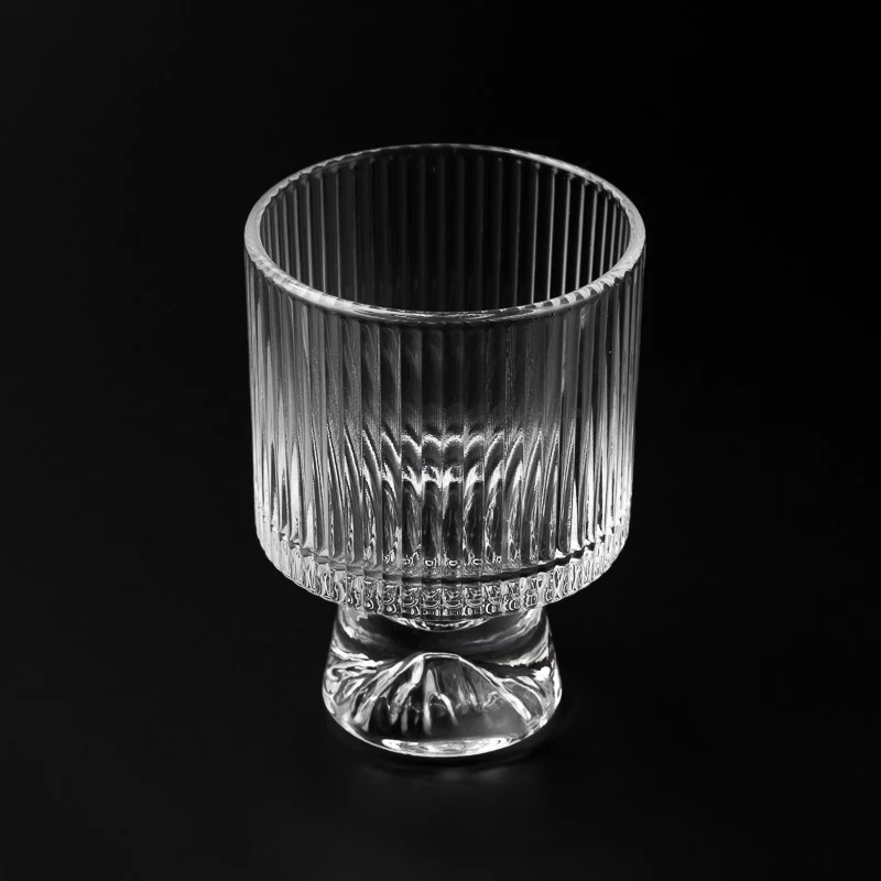 Luxury Vertical Stripe Surface Glass Candle Vessel for Home Decor