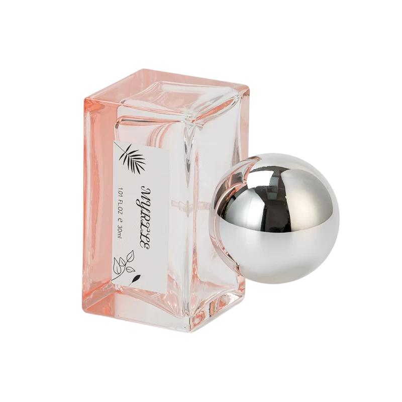 Botella de perfume de vidrio vacío cuadrado de lujo con gorra