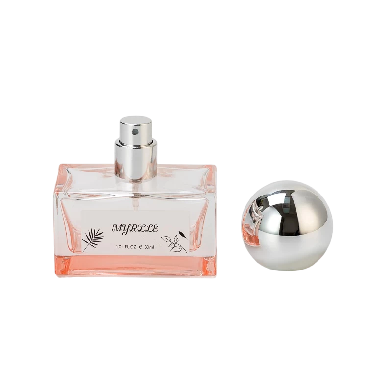 Botella de perfume de vidrio vacío cuadrado de lujo con gorra