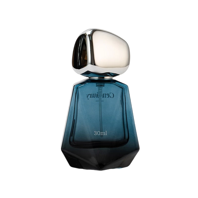Tsina Home Decor Blue Empty Glass Perfume Bottle na may Silver Ball Cap Manufacturer