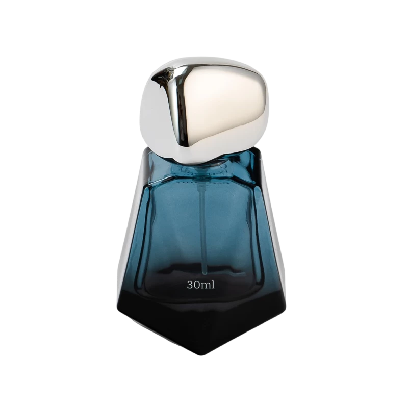 Home Decor blauw lege glazen parfumfles met zilveren kogeldop