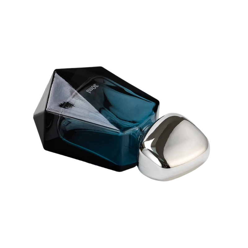 Home Decor blauw lege glazen parfumfles met zilveren kogeldop