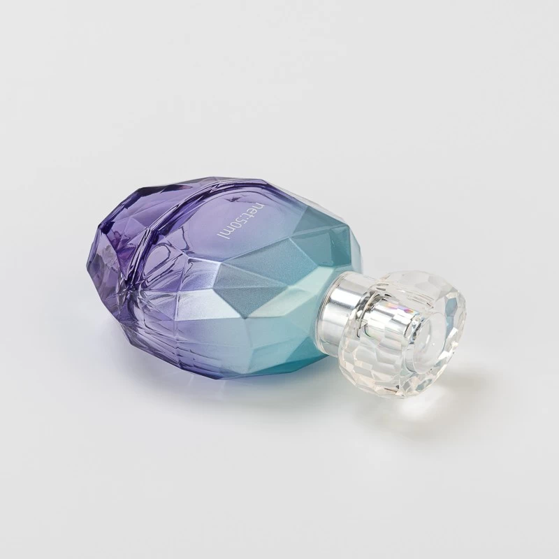 Luxury blue 50ml Glass Perfume Bottle with home decor 