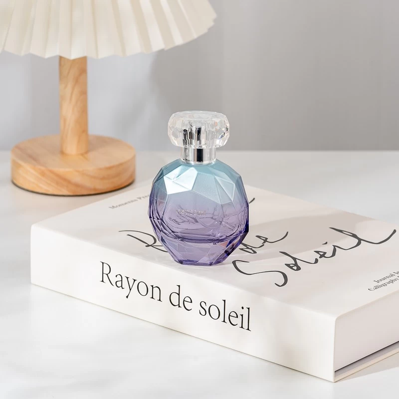 Luxury blue 50ml Glass Perfume Bottle with home decor 