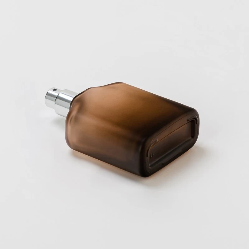 amber flat glass perfume bottle