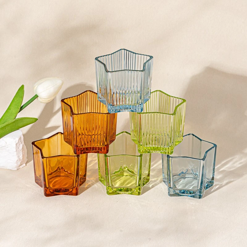 Wholesale fresh blue star-shaped glass candle jars