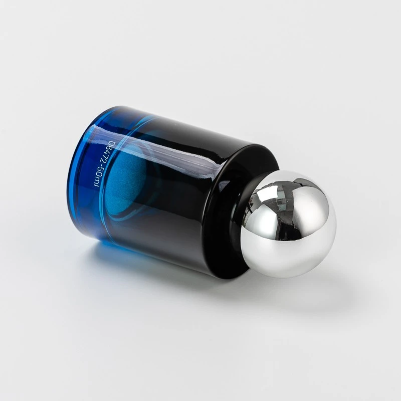Luxury 50ml Glass Bottle Empty Perfume Spray Bottle with Ball Shape Sliver Cap